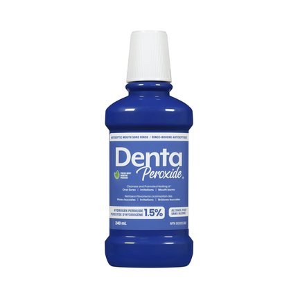 Denta - Peroxyde d'hydrogène 1,5 % Bain de bouche antiseptique sans alcool pour aphtes - Menthe fraîche | 240 ml