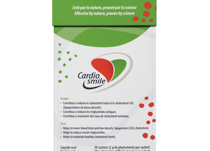 Cardiosmile - Sachets de phytostérols liquides oraux | 30 Sachets x 10,5 mL