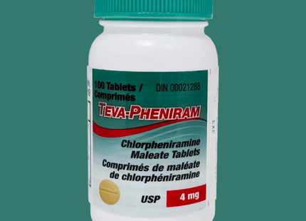 Comprimés de maléate de chlorphéniramine Teva-Pheniram - 4 mg | 100 comprimés