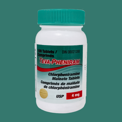 Comprimés de maléate de chlorphéniramine Teva-Pheniram - 4 mg | 100 comprimés