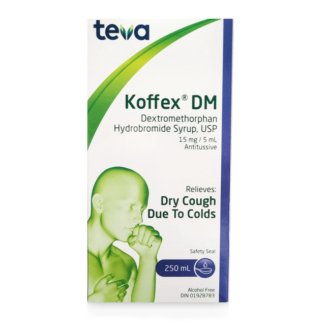 Teva - Sirop pour soulager la toux sèche Koffex DM | 250 ml