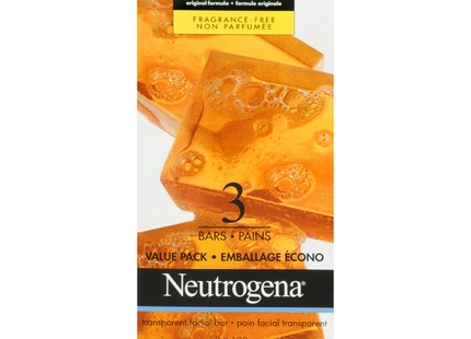 Neutrogena Fragrance Free Original Formula Facial Cleansing Soap Bar | 3 Bars