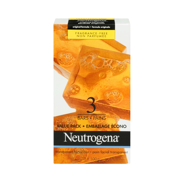 Neutrogena Fragrance Free Original Formula Facial Cleansing Soap Bar | 3 Bars