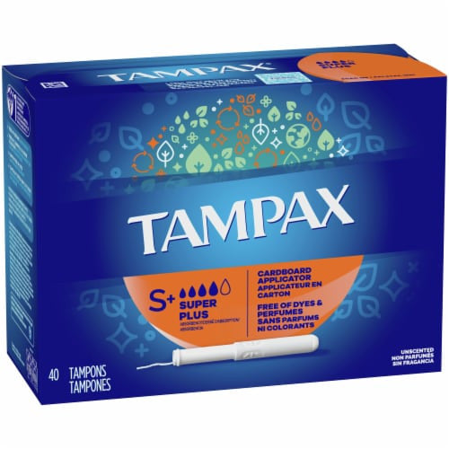 Tampax - Tampons Super Plus avec applicateur en carton - Non parfumés | 40 tampons