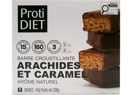 ProtiDiet - Barre croustillante au beurre de cacahuète et caramel | 7 x 44 g
