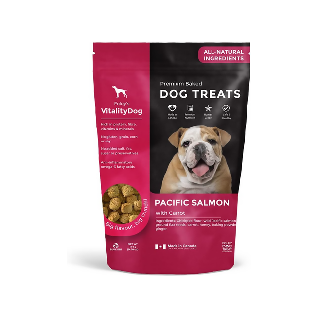 Foley's - Friandises pour chiens cuites au four de qualité supérieure - Saumon du Pacifique avec carottes | 400g