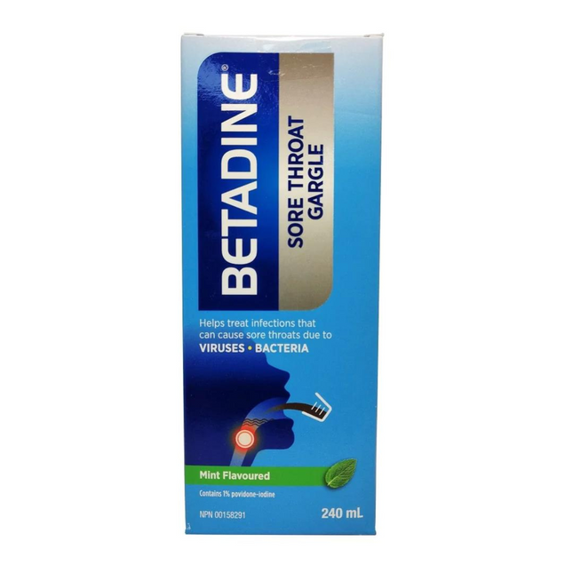 Betadine - Gargarisme pour maux de gorge - Aromatisé à la menthe | 240 ml