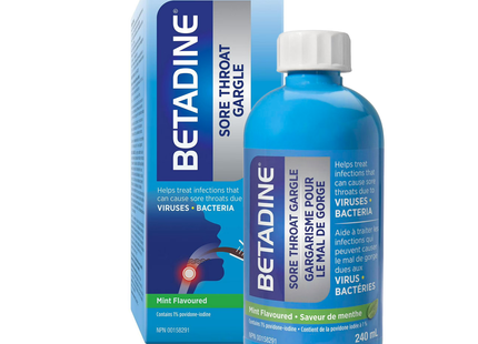 Betadine - Gargarisme pour maux de gorge - Aromatisé à la menthe | 240 ml