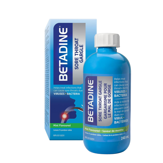 Betadine - Gargarisme pour maux de gorge - Aromatisé à la menthe | 240 ml