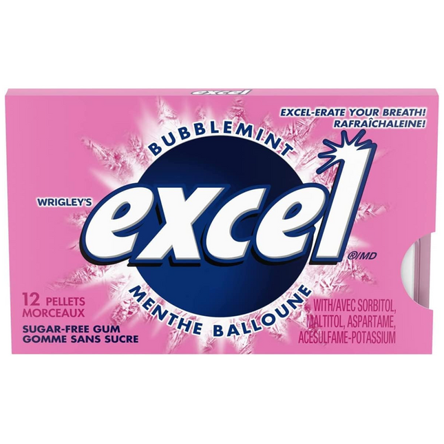 Excel - Gomme Bubble Mint sans sucre | 12 pièces x 1,4 g