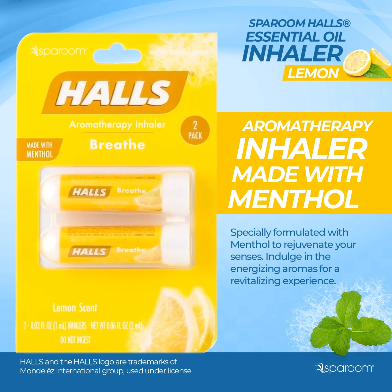 Lemon Inhaler Halls - Essential Oil Inhaler, Lemon Scent | 2 Pack – White Cross E-Store