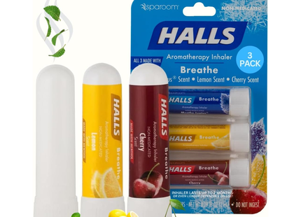 Halls - Aromatherapy Inhaler, Mentho-Lyptus, Lemon & Cherry
