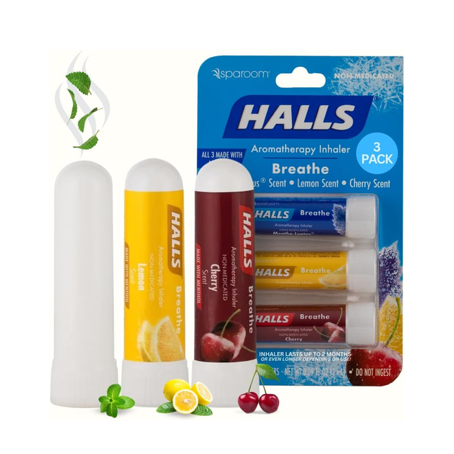 Halls - Aromatherapy Inhaler, Mentho-Lyptus, Lemon & Cherry