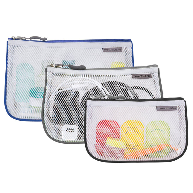 Travelon - Set of 3 Assorted Piped Pouches