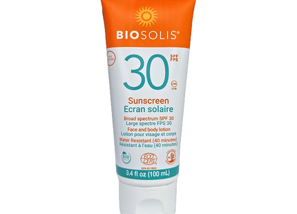 Biosolis - Crème solaire à large spectre FPS 30 | 100 ml