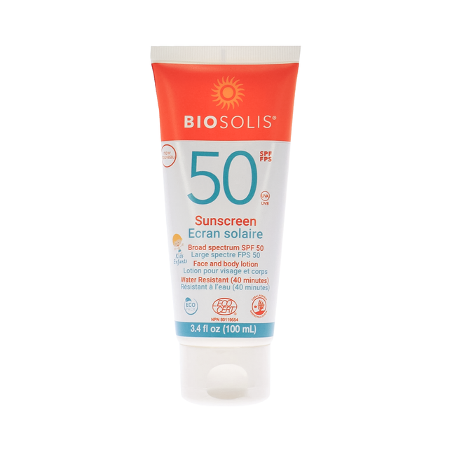 Biosolis - Crème solaire pour enfants à large spectre FPS 50 | 100 ml