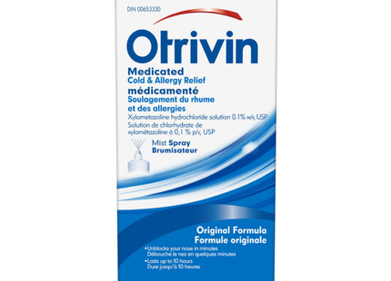 Otrivin - Medicated Cold and Allergy Relief Original Nasal Spray - Mist Spray | 20 mL