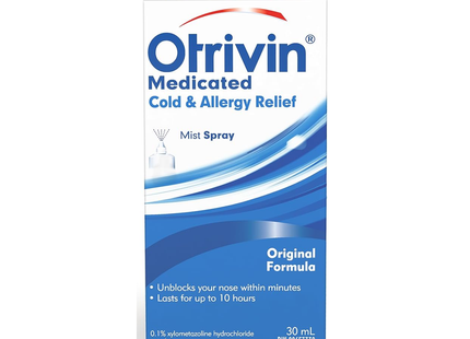 Otrivin - Spray nasal médicamenteux original pour soulager le rhume et les allergies - Brume | 30 ml