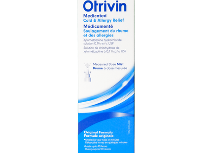 Otrivin Medicated Cold and Allergy Relief Original Nasal Spray - Measured Dose Mist | 20 mL