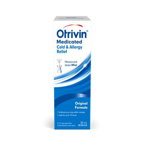 Otrivin Medicated Cold and Allergy Relief Original Nasal Spray - Measured Dose Mist | 20 mL