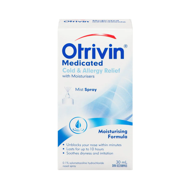 Otrivin - Medicated Cold and Allergy Relief with Moisturizers Nasal Spray - Mist Spray | 30 mL