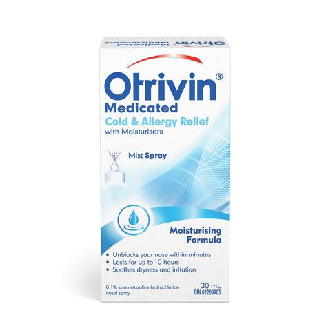Otrivin Soulagement médicamenteux du rhume et des allergies avec hydratants Spray nasal – Brume | 30 ml 