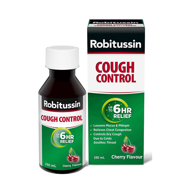 Robitussin - Contrôle de la toux 6HR - Saveur cerise | 250 ml