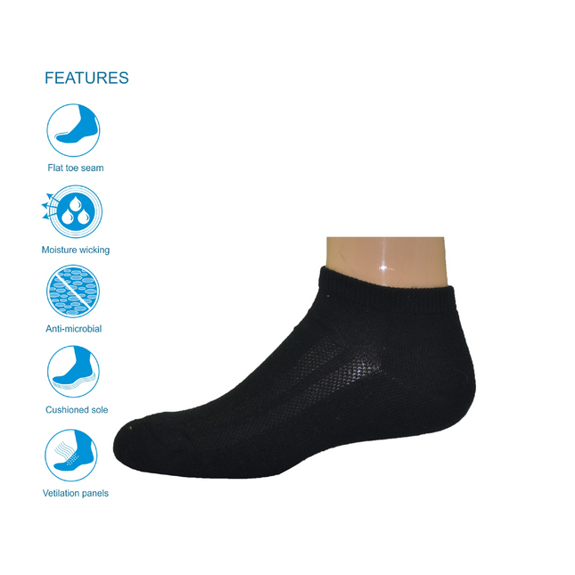 Simcan - 1 PR Shortees Diabetic Black Socks | Large