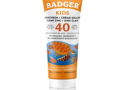 Badger - Écran solaire pour enfants FPS 40, Tangerine et Vanille | 87 mL