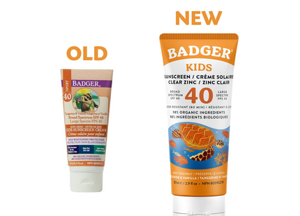 Badger - Écran solaire pour enfants FPS 40, Tangerine et Vanille | 87 mL