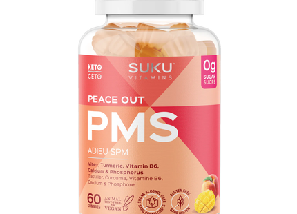 Suku - Peace Out PMS, Peach Mango Flavour | 60 Gummies