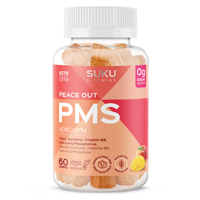 Suku - Peace Out PMS, Peach Mango Flavour | 60 Gummies