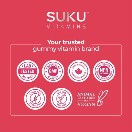 Suku Vitamins - Peace Out PMS, Peach Mango Flavour | 60 Gummies