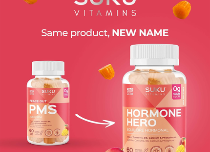 Suku Vitamins - Peace Out PMS, Peach Mango Flavour | 60 Gummies