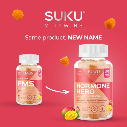 Suku Vitamins - Peace Out PMS, Peach Mango Flavour | 60 Gummies