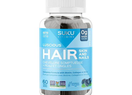 Suku Vitamins - Luscious Hair Supplement -Blueberry Bliss Flavour | 60 Gummies