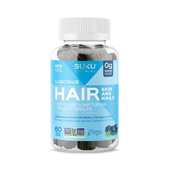 Suku Vitamins - Luscious Hair Supplement -Blueberry Bliss Flavour | 60 Gummies