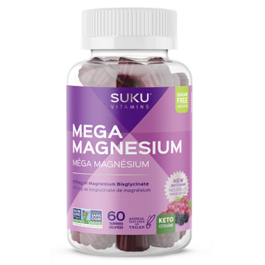 Suku Vitamins - Mega Magnesium Supplement - Grape & Blackberry Flavour | 60 Gummies