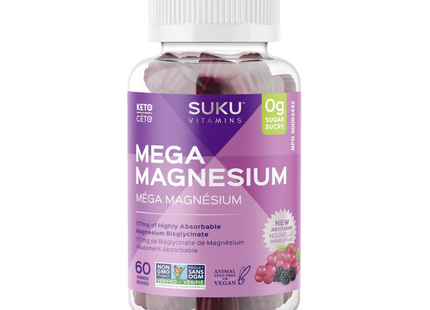 Suku Vitamins - Mega Magnesium Supplement - Grape & Blackberry Flavour | 60 Gummies