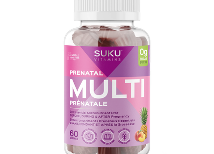 Vitamines Suku – La vitamine prénatale complète – Saveur ananas et pêche | 60 gommes