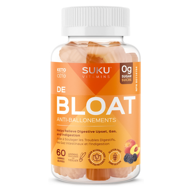 Suku Vitamins - De Bloat Supplement, Berry Peachy Flavour | 60 Gummies