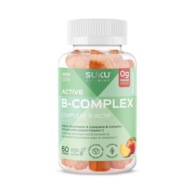 Suku - Active B Complex with Vitamin C, Perfect Peach Flavour | 60 Gummies