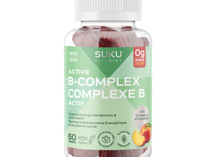 Suku Vitamins - Active B-Complex, Perfect Peach Flavour | 60 Gummies