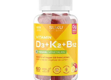 Suku - Vitamin D3+K2+B12 1000 IU| 60 Gummies