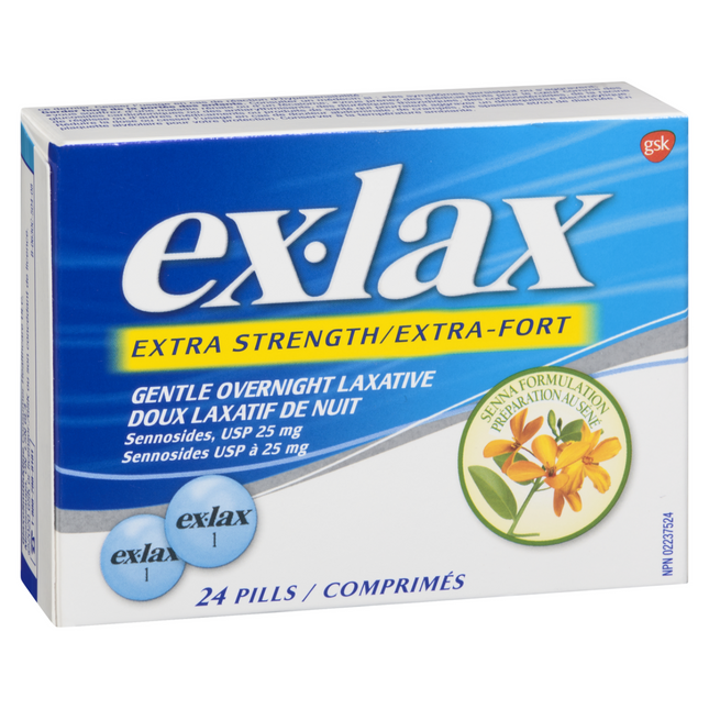 Ex-Lax - Laxatif de nuit doux Extra-Fort 25 mg | 24 pilules