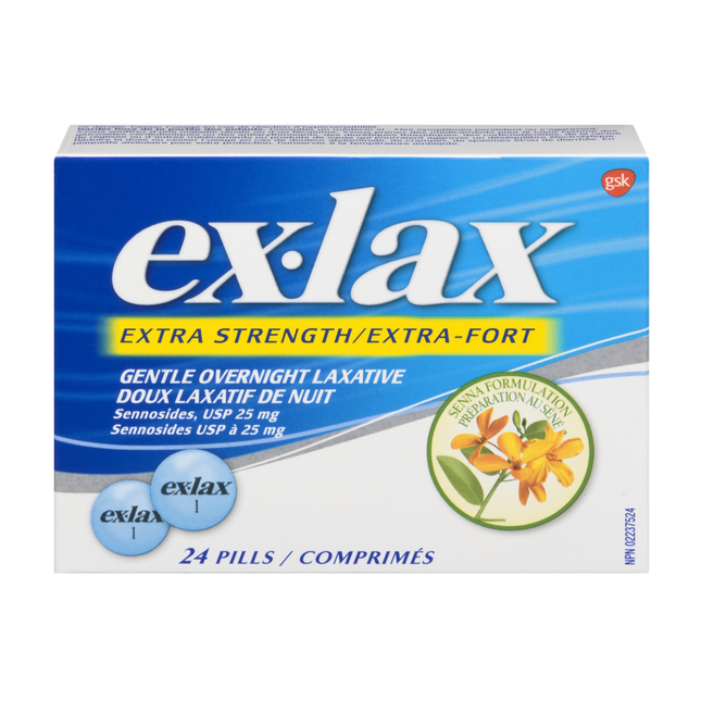 Ex-Lax - Laxatif de nuit doux Extra-Fort 25 mg | 24 pilules