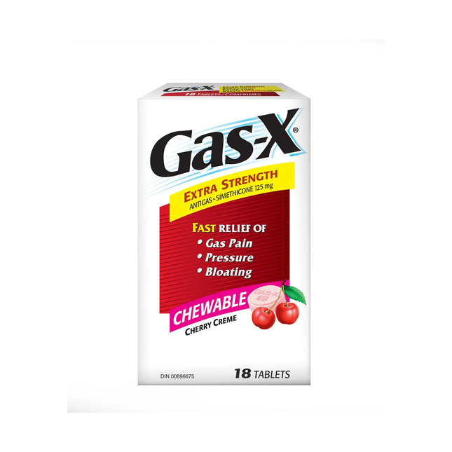 Gas-X - Comprimés à croquer extra forts à soulagement rapide - Crème de cerise | 18 comprimés