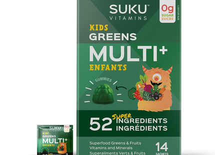 Suku Vitamins - Kids Greens Multi+ Gummies | 14 Sachets x 2 Gummies