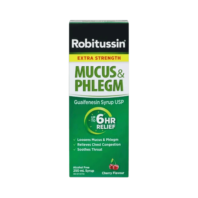 Robitussin Extra Fort - Sirop de Guaifénésine pour Mucus et Flegmes - Saveur Cerise | 250 ml