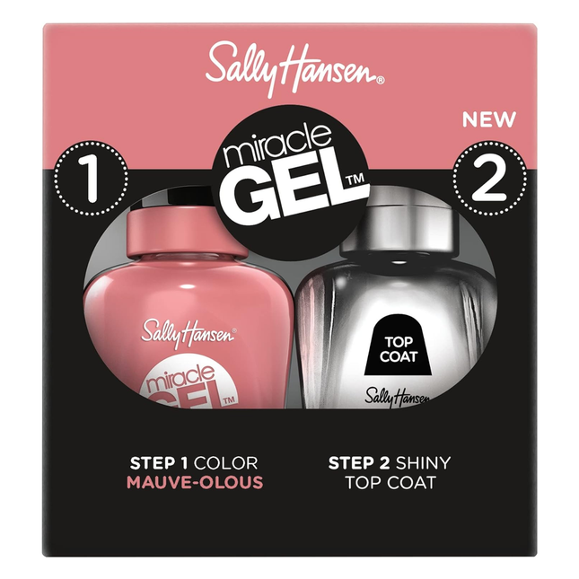 Sally Hansen - Miracle Gel Nail Polish Duo Pack - Mauve-lous & Shiny Top Coat | 1 x 14.7 mL